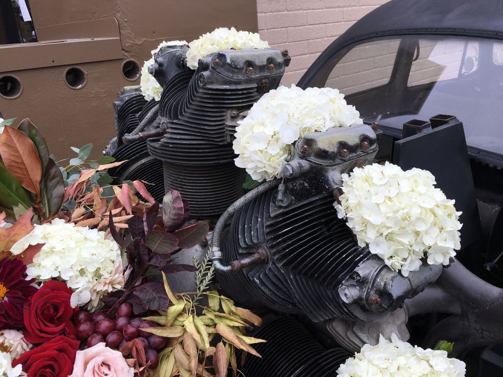 Wedding flowers for a VW Bug